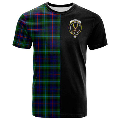 Scottish Calder Clan Crest Tartan T-Shirt Half in Me Front Side Tartan Plaid