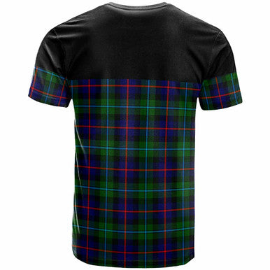 Scottish Calder Clan Crest Tartan T-Shirt - Horizontal Style Back Side Tartan Plaid