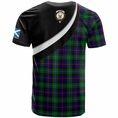 Scottish Calder Clan Crest Tartan T-Shirt - Scotland Forever Style Back Side Tartan Plaid