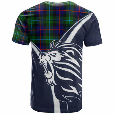 Scottish Calder Clan Crest Tartan T-Shirt - Bend Style Back Side Tartan Plaid