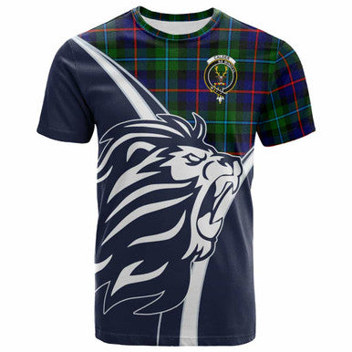 Scottish Calder Clan Crest Tartan T-Shirt - Bend Style Front Side Tartan Plaid