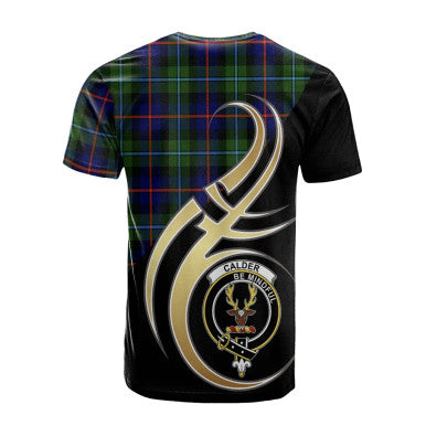 Scottish Calder Modern Clan Crest Tartan T-Shirt Believe in Me Back Side Tartan Plaid
