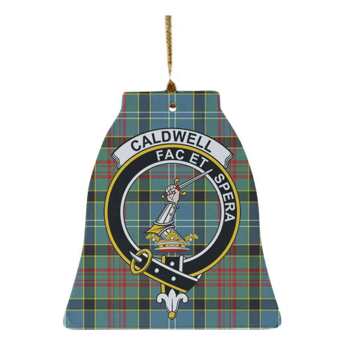 Scottish Caldwell Clan Crest Tartan Ceramic Ornament Bell Shape Tartan Plaid