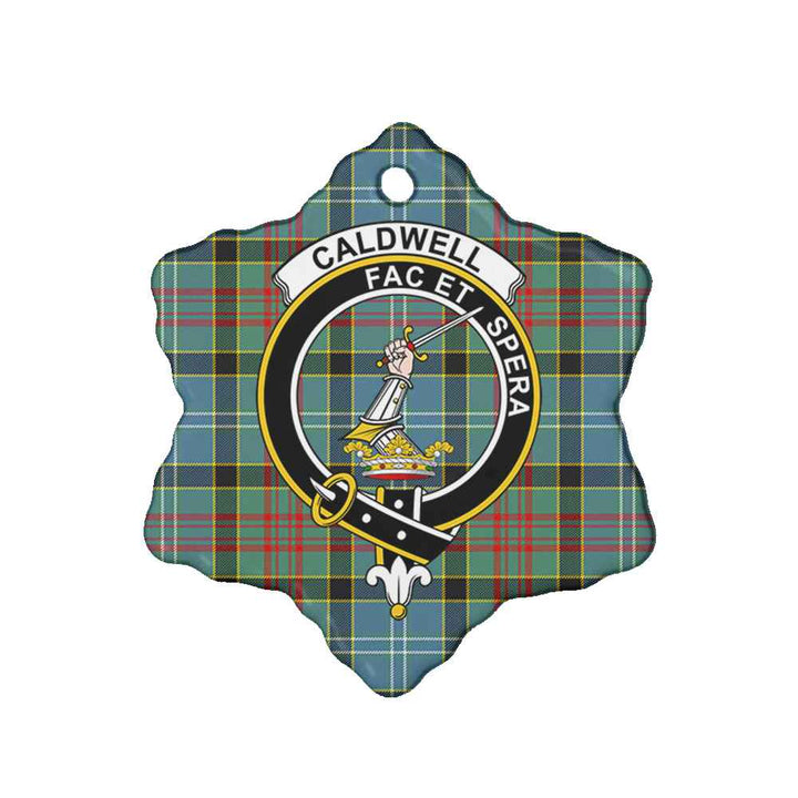 Scottish Caldwell Clan Crest Tartan Ceramic Ornament Snow Flake Shape Tartan Plaid