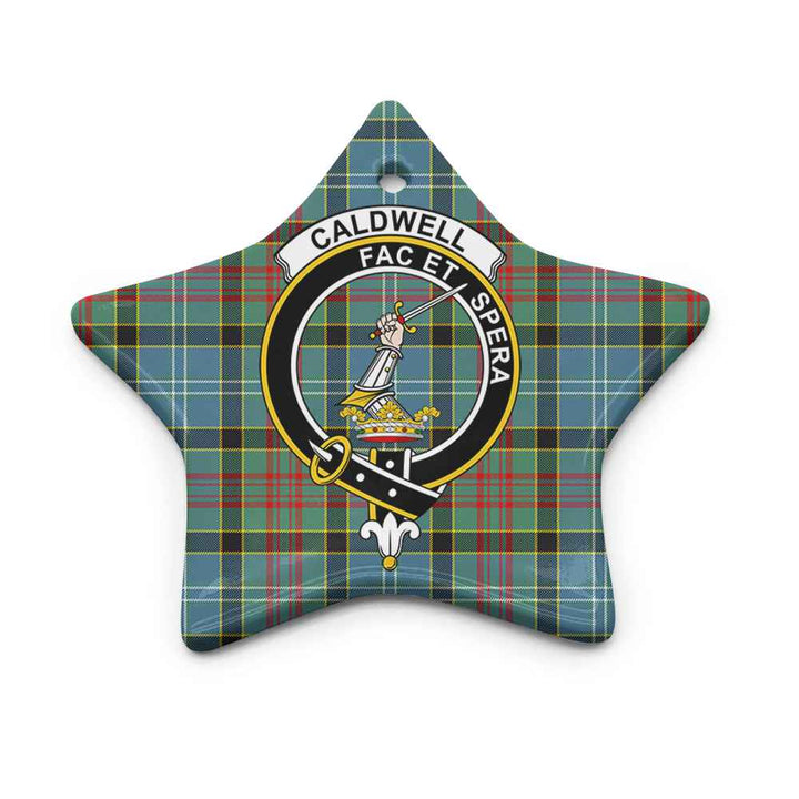 Scottish Caldwell Clan Crest Tartan Ceramic Ornament Star Shape Tartan Plaid