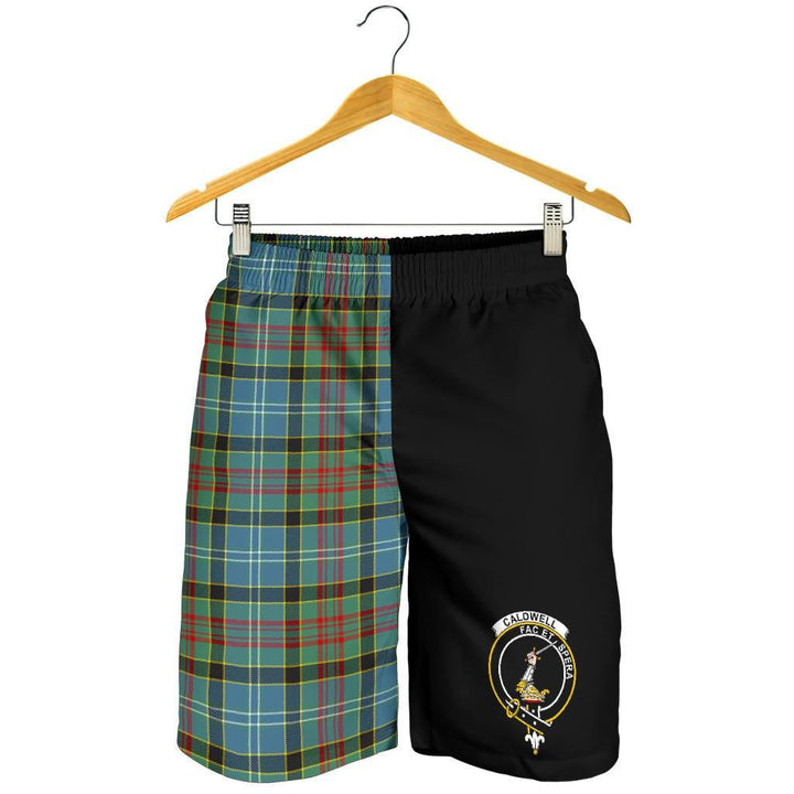 Scottish Caldwell Clan Crest Tartan Half of Me Men's Shorts