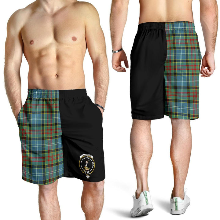 Scottish Caldwell Clan Crest Tartan Half of Me Men's Shorts