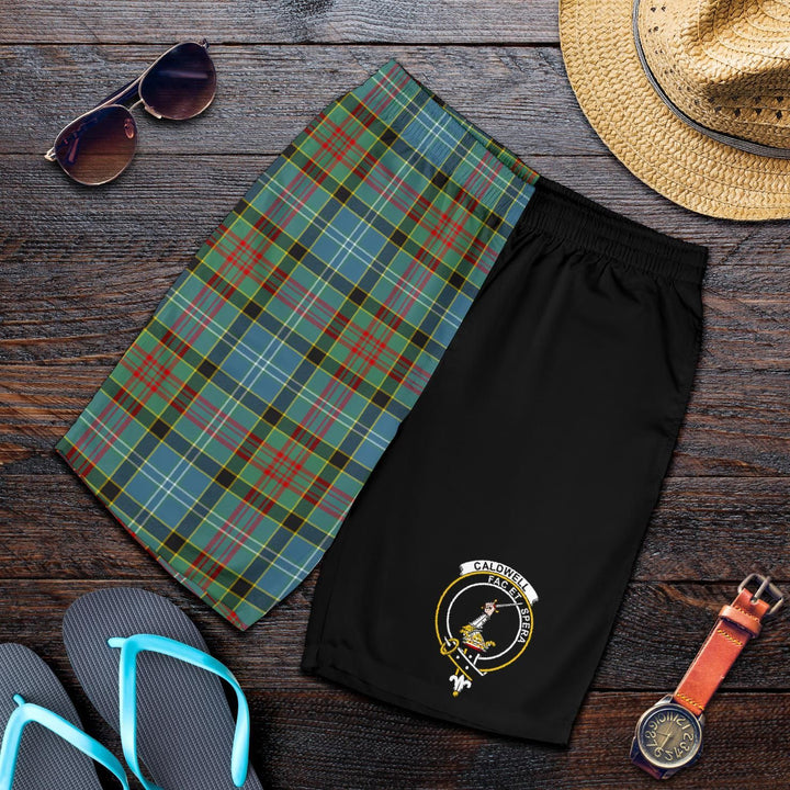 Scottish Caldwell Clan Crest Tartan Half of Me Men's Shorts