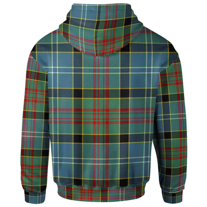 Scottish Caldwell Clan Crest Tartan Hoodie Back Side Tartan Plaid