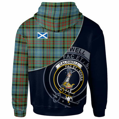 Scottish Caldwell Clan Crest Tartan Hoodie - Bend Style Back Side Tartan Plaid