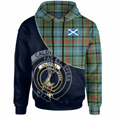 Scottish Caldwell Clan Crest Tartan Hoodie - Bend Style Front Side Tartan Plaid