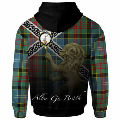 Scottish Caldwell Clan Crest Tartan Hoodie - Scotland Lion Back Side Tartan Plaid