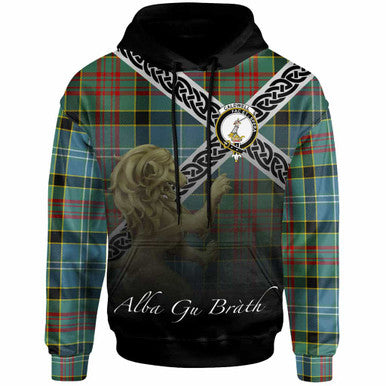 Scottish Caldwell Clan Crest Tartan Hoodie - Scotland Lion Front Side Tartan Plaid