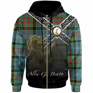 Scottish Caldwell Clan Crest Tartan Hoodie - Scotland Lion Zip-up Tartan Plaid