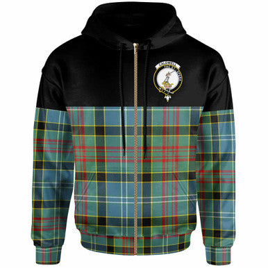 Scottish Caldwell Clan Crest Tartan Hoodie - Horizontal Style Zip-up Tartan Plaid