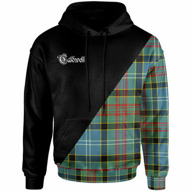 Scottish Caldwell Clan Crest Tartan Hoodie - Military Logo Front Side Tartan Plaid