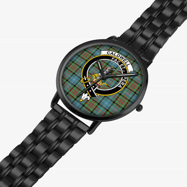 Scottish Caldwell Clan Crest Tartan Instafamous Steel Quartz Watches Tartan Plaid Black 2