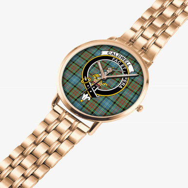Scottish Caldwell Clan Crest Tartan Instafamous Steel Quartz Watches Tartan Plaid Rose Gold 2