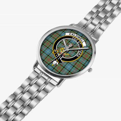 Scottish Caldwell Clan Crest Tartan Instafamous Steel Quartz Watches Tartan Plaid Silver 2