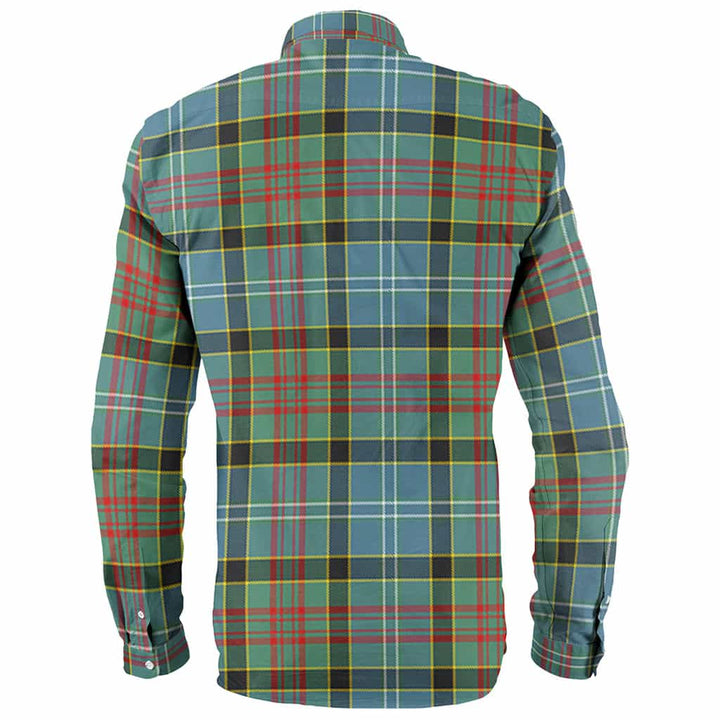 Scottish Caldwell Clan Crest Tartan Long Sleeve Shirt Back Side Tartan Plaid