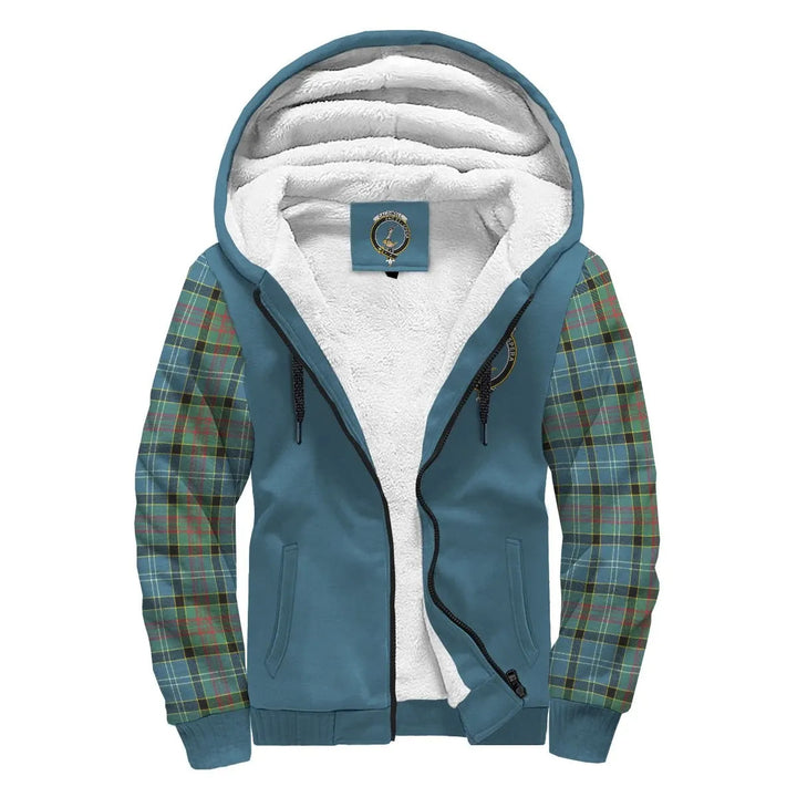 Scottish Caldwell Clan Crest Tartan Plaid Sleeve Sherpa Hoodie