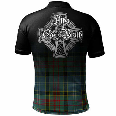 Scottish Caldwell Clan Crest Tartan Polo Shirt - Alba Gu Brath Family Crest Celtic Inspired Back Side Tartan Plaid
