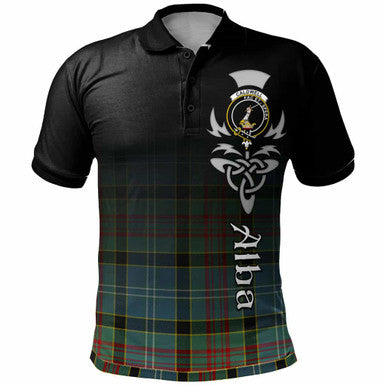 Scottish Caldwell Clan Crest Tartan Polo Shirt - Alba Gu Brath Family Crest Celtic Inspired Front Side Tartan Plaid