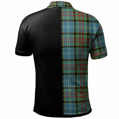 Scottish Caldwell Clan Crest Tartan Polo Shirt - Half in Me Back Side Tartan Plaid
