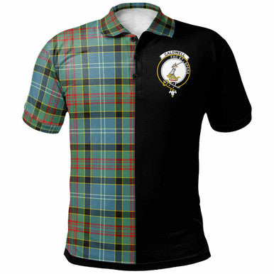 Scottish Caldwell Clan Crest Tartan Polo Shirt - Half in Me Front Side Tartan Plaid
