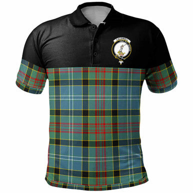 Scottish Caldwell Clan Crest Tartan Polo Shirt - Horizontal Style Front Side Tartan Plaid