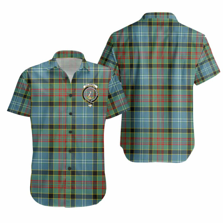 Scottish Caldwell Clan Crest Tartan Short Sleeve Shirt Tartan Plaid