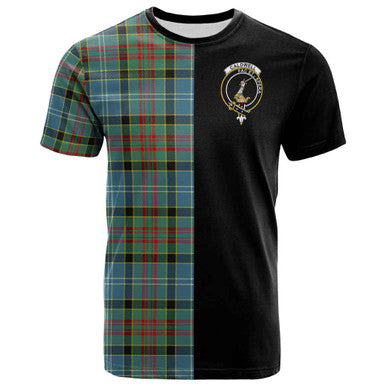 Scottish Caldwell Clan Crest Tartan T-Shirt Half in Me Front Side Tartan Plaid