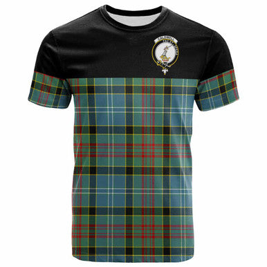 Scottish Caldwell Clan Crest Tartan T-Shirt - Horizontal Style Front Side Tartan Plaid
