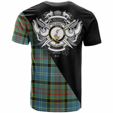 Scottish Caldwell Clan Crest Tartan T-Shirt - Military Logo Back Side Tartan Plaid