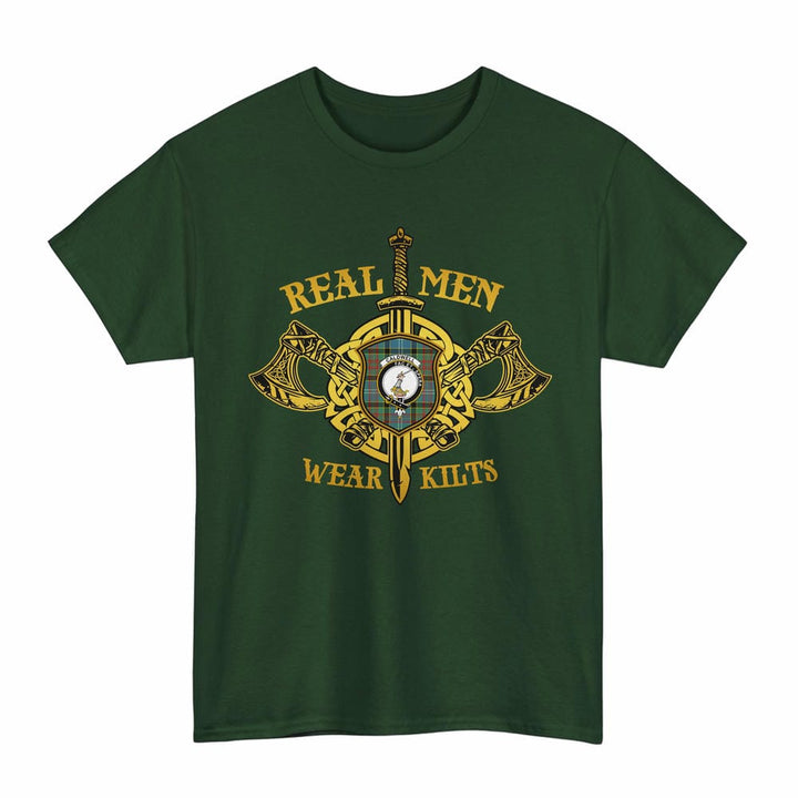 Scottish Caldwell Clan Crest Tartan T-Shirt Wreaking Havoc Design Tartan Plaid Forest Green Color