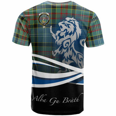 Scottish Caldwell Clan Crest Tartan T-Shirt - Scotland Lion Back Side Tartan Plaid