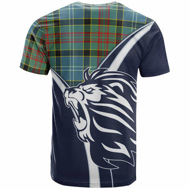 Scottish Caldwell Clan Crest Tartan T-Shirt - Scottish Flag With Lion Back Side Tartan Plaid