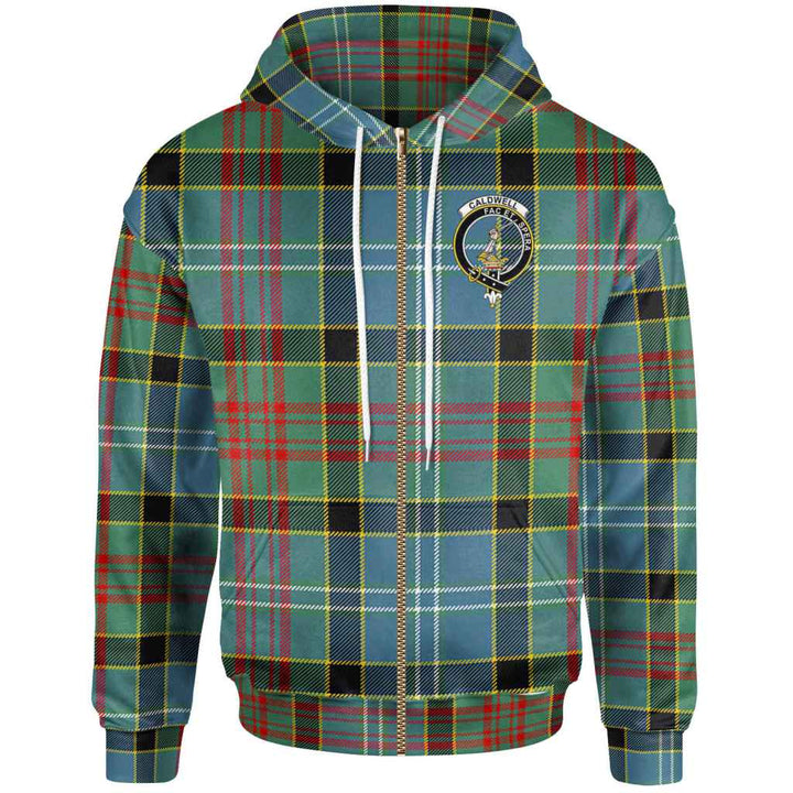 Scottish Caldwell Clan Crest Tartan Hoodie Zip Tartan Plaid