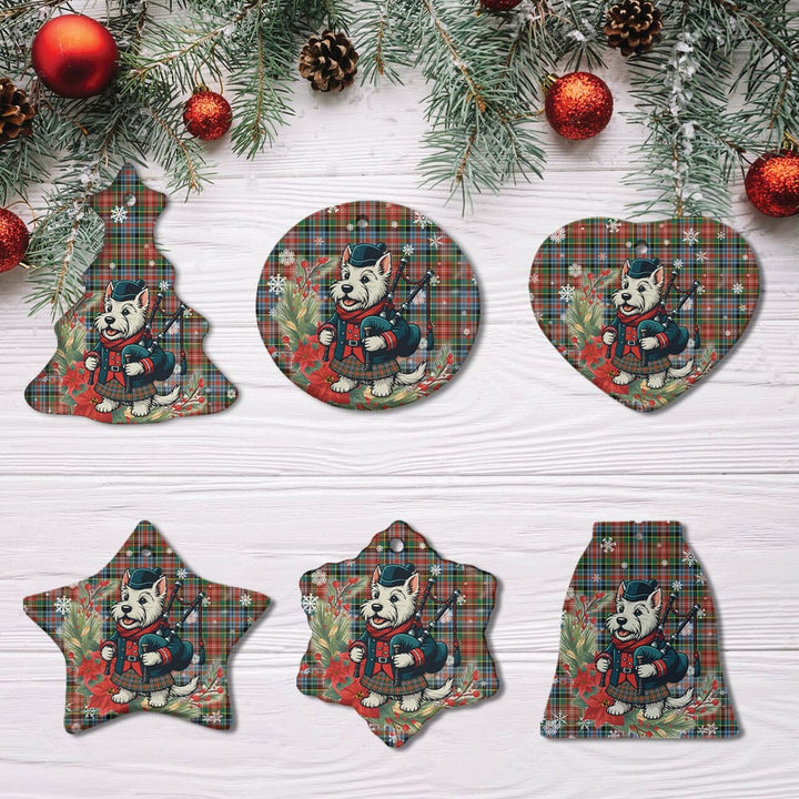 Scottish Caledonia Ancient Clan Tartan Ceramic Ornament Cute Scottish Terrier Dog All Style Tartan Plaid
