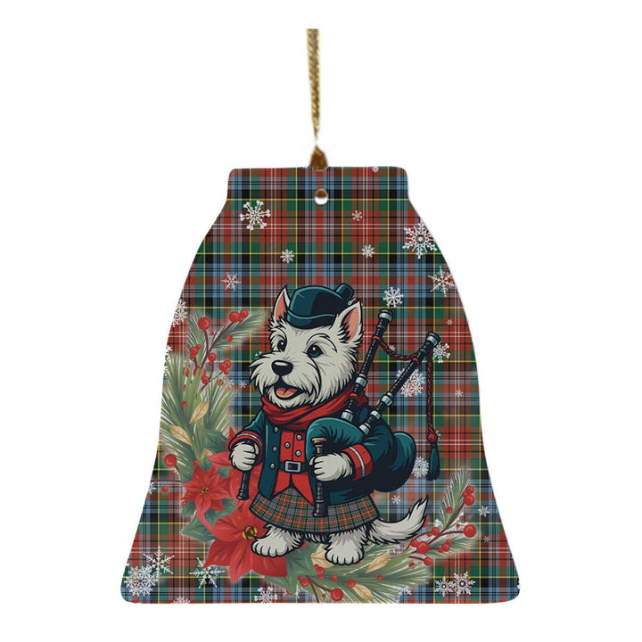 Scottish Caledonia Ancient Clan Tartan Ceramic Ornament Cute Scottish Terrier Dog Bell Style Tartan Plaid