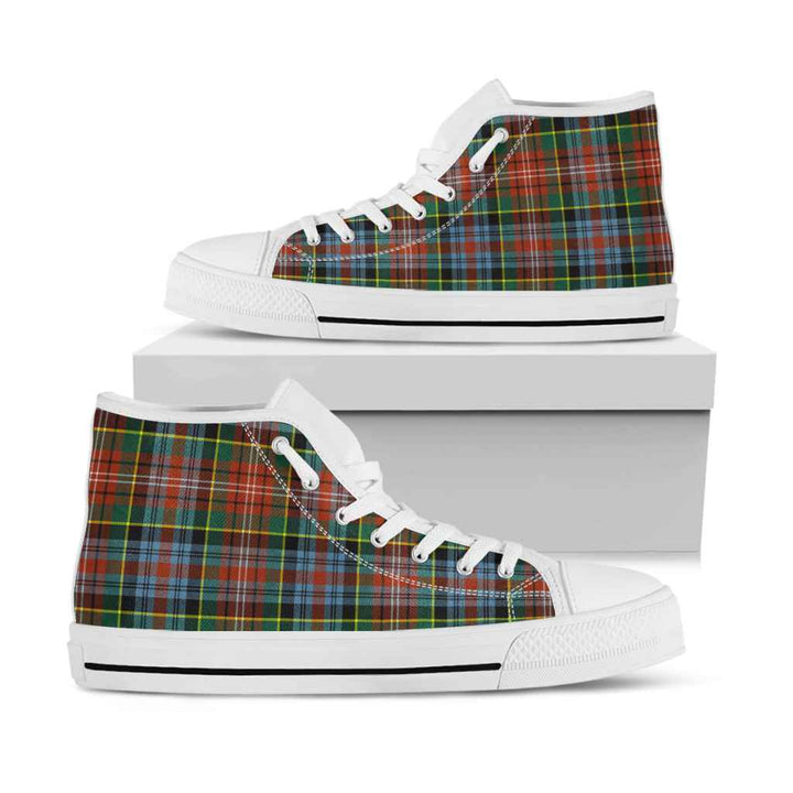 Scottish Caledonia Ancient Clan Tartan High Top Shoes White Sole Tartan Plaid