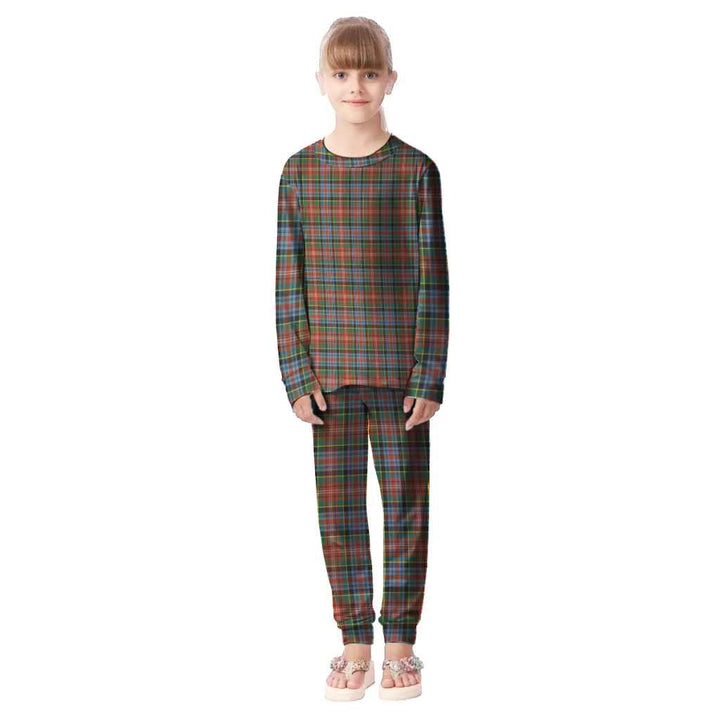 Scottish Caledonia Ancient Clan Tartan Pajama Set Kid Front Side Tartan Plaid