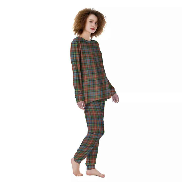 Scottish Caledonia Ancient Clan Tartan Pajama Set Women Front Side Tartan Plaid