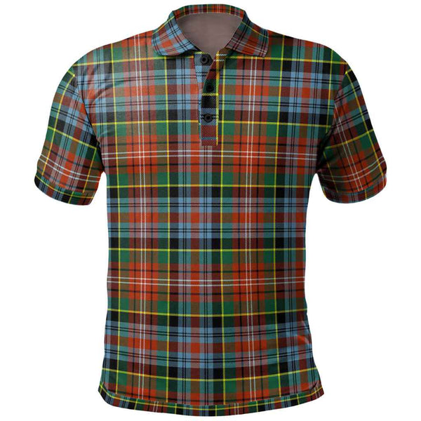 Scottish Caledonia Ancient Clan Tartan Polo Shirt Front Side Tartan Plaid