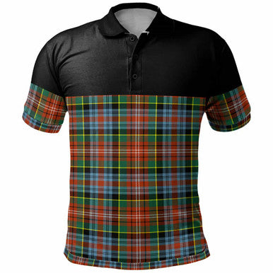 Scottish Caledonia Ancient Clan Tartan Polo Shirt - Horizontal Style Front Side Tartan Plaid