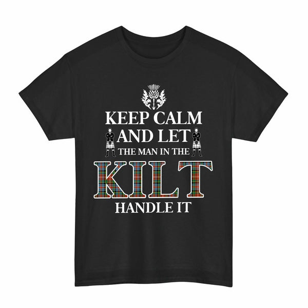 Scottish Caledonia Ancient Clan Tartan T-Shirt - Keep Calm Tartan Plaid Black Color