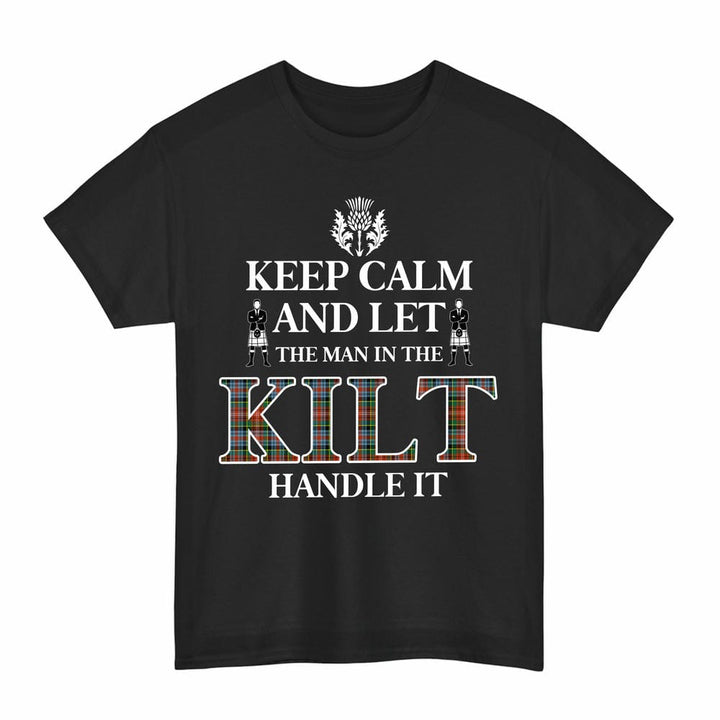 Scottish Caledonia Ancient Clan Tartan T-Shirt - Keep Calm Tartan Plaid Black Color