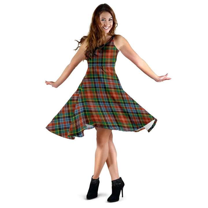 Scottish Caledonia Ancient Clan Tartan Women Midi Dress