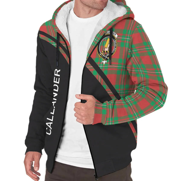 Scottish Callander Clan Crest Tartan Curve Sherpa Hoodie