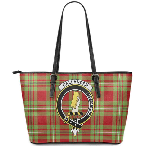 Scottish Callander Clan Crest Tartan Leather Tote Tartan Plaid